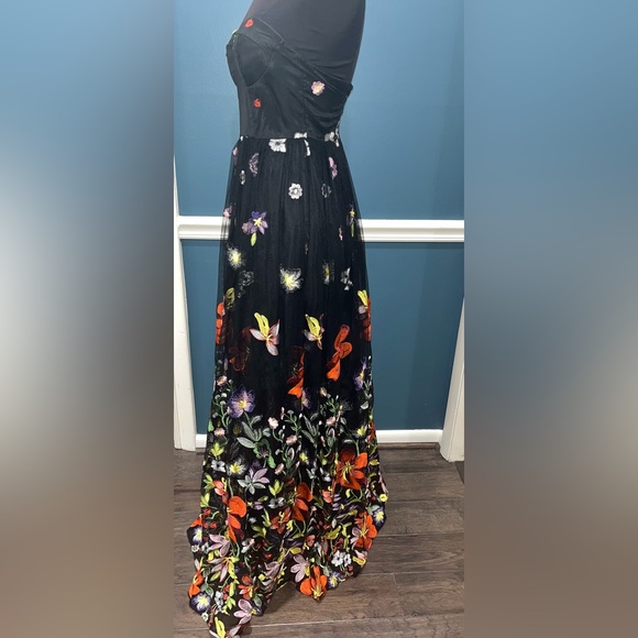 Lilly’s Kloset black chiffon floral gown - Picture 3 of 5